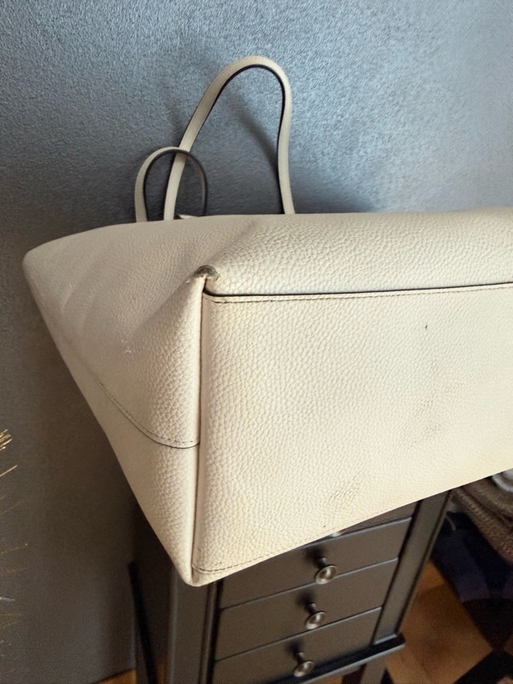 Coach Ivory Pebbled Leather Double-Handle Tote with Gold Logo - Picture 8 of 10